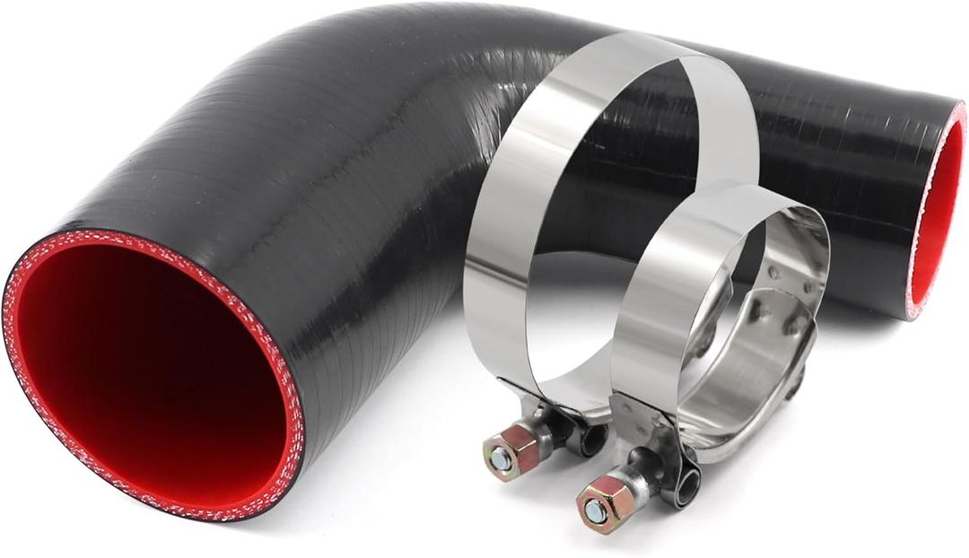 90 Degree ID 2 to 3 inches Elbow Silicone Reducer Coupler Hose 4 Ply Polyester Reinforcement with 2 Steel T Clamps for Intercooler Turbo Intake Pipe