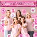 HOWAF 37pcs Breast Cancer Awareness Party Decorations- 1 Breast Cancer Awareness Yard Sign and 36pcs Breast Cancer Awareness Balloons, Pink Ribbon Party Fence Banner and Pink Ribbon Latex Balloons