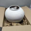 Large White Vase for Centerpieces - 11" Wide Textured Stone Look