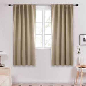 Deconovo Blackout Curtains, Thermal Insulated, W42 x L63 2 Panels, Back Tab, Machine Washable, Room-Darkening Drapes for Bedroom/Living Room Taupe