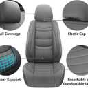 NS YOLO Leather Car Seat Covers Full Set,Universal Fit for Most Cars,SUVs and Sedans,Waterproof Luxury Leatherette Cushions, 5 Seats Protectors (Grey, Front Pair-2 Seats(Driver and Passenger))