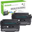 Aztech Compatible Toner Cartridge Replacement for HP CE255X 55X CE255A 55A LaserJet Enterprise P3015dn P3015x LaserJet Pro 500 MFP M521dn M521dw (Black, 2-Packs)