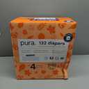 Pura Sensitive Skin Baby Diapers | Size 4 (18-31 lbs) | Hypoallergenic, Totally Chlorine Free, Fragrance Free, Up to 12-Hour Leak Protection | 6 Packs of 22 (132 Diapers)