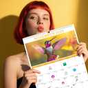 Gannyfer 2026 Wall Calendar,18 Months 22.75" x 15.5" Calendar 2025-2026, Use Now to DEC 2026, Spiral Binding Cute Hummingbird 2026 Calendar,Perfect for Home,School or Office (6 Stickers Included) (Yellow)