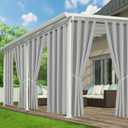 Patio Curtains Outdoor Waterproof - 6 Panels Privacy Weatherproof Outside Curtains with Grommets for Pergola, Gazebo, Porch, Cabana, Balcony, 54 x 95 Inch, Silver
