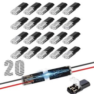 Double-Wire Plug-in Connector, Quick Connect Push-in Lever Wire Connectors for LED Strip Lights, 2-Pin Low Voltage Locking Buckle, Fits 22-18 AWG Solid and Stranded Wire, No Solder (20 Pcs)