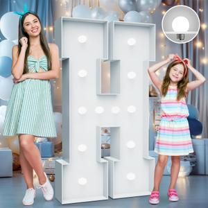 4FT Marquee Light Up Letters - Cool White Light Up Letters H with Fixed Water Bag, Party Decoration Large Marquee Light Up Letters can Be Used for Wedding Decoration, Birthday Party Decoration