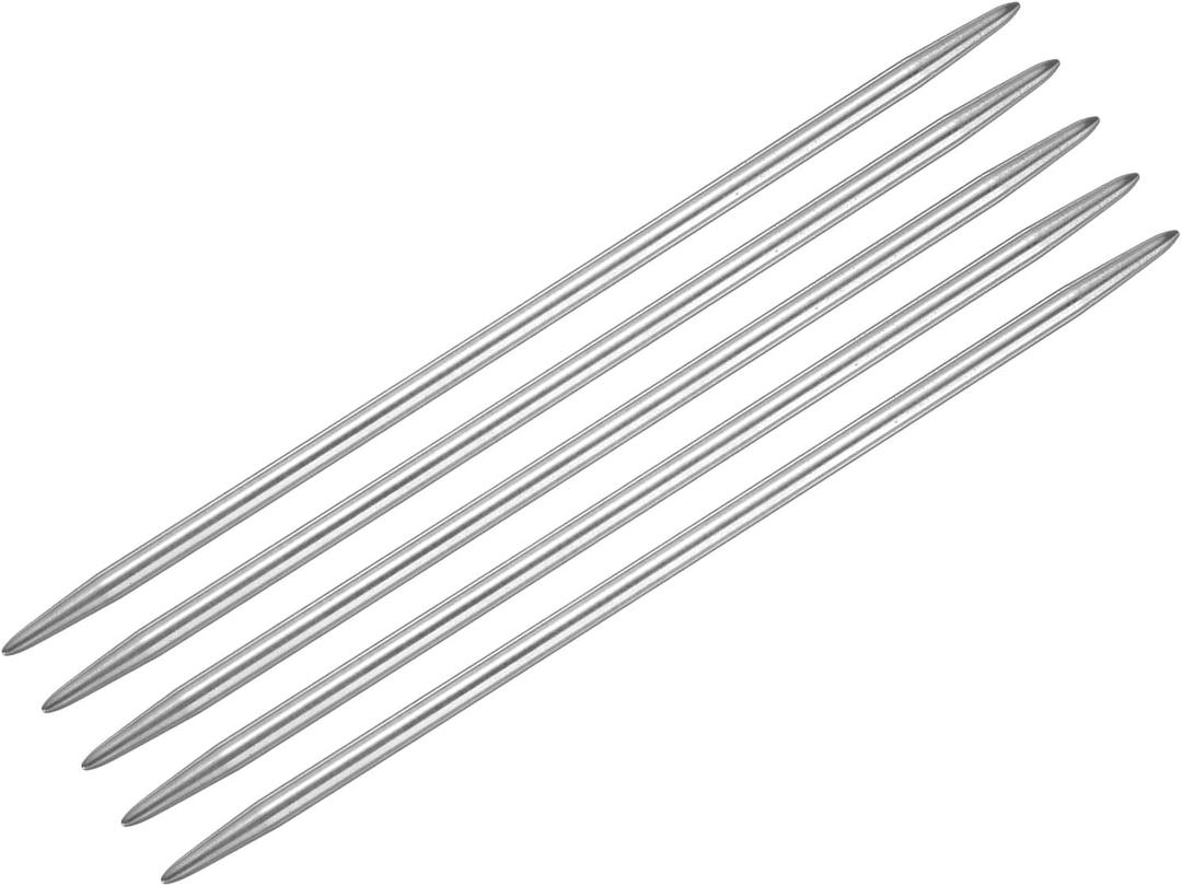 uxcell 5Pcs Knitting Needle 4.5mm Diameter 5.9 Inches Length Stainless Steel Double Pointed Sweater Stitching Needles for Handmade Projects DIY Knitting
