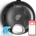 [Stainless Steel Tray Version] iPettie Donut Frost WiFi 6 Meal Automatic Wet Food Feeder with Ice Packs for Senior and Weak Pets, App Control Programmable Timer, Holds 6 x lb. of Food, Black