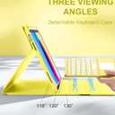 Harvopu Compatible for iPad 11th 10th Generation Case with Keyboard, Folio Cover with Pencil Holder, Multi-Touch Trackpad, 7 Color Backlit, Detachable Keyboard for iPad (A16) 11th/10th Gen (Yellow)