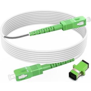 RamboCables (98ft/ 30m) SC/ APC Fiber Optic Internet Cable, SC/ APC to SC/ APC Armored Fiber Patch Cable, OS2 Single Mode Fiber Optical Patch Cord, Simplex - 9/ 125um, LSZH White