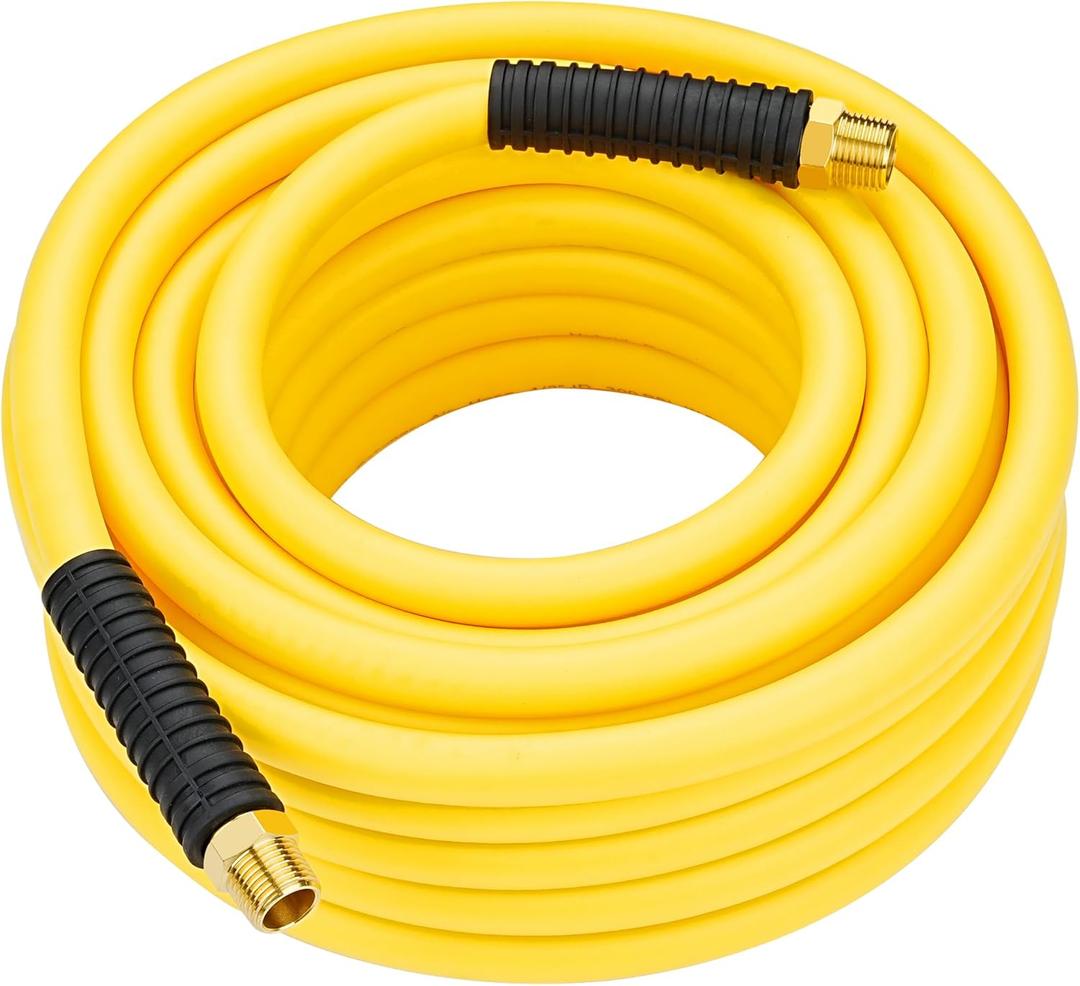1/2 Inch x 50ft. Hybrid Air Compressor Hose with 1/2 in. MNPT Ends and Bend Restrictors