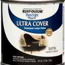 Rust-Oleum 267249 Painter's Touch Ultra Cover Premium Latex Brush Paint, Half Pint, Satin Canyon Black