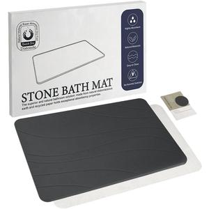 Stone Bath Mat, Quick Drying Bath Mat for Bathroom, Diatomaceous Earth Mat, Quick Dry Shower Mat, Fast Absorbent, Elegant Design, Easy to Clean - Black 23.615.35