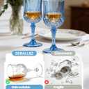 Plastic Wine Glasses Set, 7oz Vintage Goblets Shatterproof Unbreakable Reusable & Disposable, Drinking Glasses with Stem, for Wedding Outdoor Dinner Easter Party (24pcs, Blue)