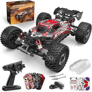 Jetwood 1/16 Fast Brushless RC Cars for Adults, Max 42 mph High Speed Remote Control Car for Boys, Electric RTR Race RC Truck, Oil-Filled Shocks RC Buggy, Offroad All Terrian JC16EP with 2 Lipo (Mars Red)