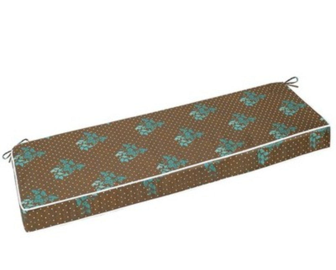 HAJDCUTC Outdoor Bench Cushion Waterproof, Bench Cushions for Outdoor Furniture, Patio Porch Swing Replacement Seat Pad with Ties for Garden Backyard, 48 x 18 Inch Brown Flowers