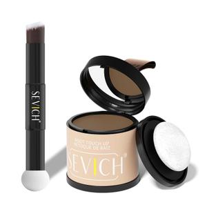 Sevich Hairline Powder 10g with Brush, Instantly Conceals Hair Loss & Thinning & Gray, 48H Waterproof Root Touch Up Powder, Natural Hair Shadow Toppers for Women & Men, 1 Box = 2.5 Boxes,Light Brown