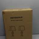 Set of 2 Rustic Table Lamps for Living Room Bedroom, Farmhouse Vintage Nightstand Lamp with 2 USB Ports, Hollow Out Resin Lamp for End Table with Nightlight, Bulbs Included (Wash White)