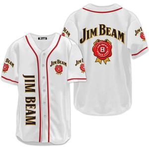 Vodka Baseball Jerseys Alcohol Shirts for Men Women Whiskey Shirts Alcohol Baseball Jersey, White Bourbon, Medium