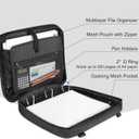 Zipper Binder Bag, 2-inch 3-Rings with Multiple Pockets File Folder - 500 Sheet Capacity, Up to 14 Laptop and Tablet, Detachable Backpack Straps & Shoulder Use for School
