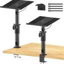 Clamp-on Desk Speaker Stand Pair, Height&Angle Adjustable Desktop Bookshelf Speaker Stands for Samsung Q990D/Q990F, Fit Edifier/KRK/Klipsch/Yamaha Built-in Cable Management WR Headset Hook& Cable Ties