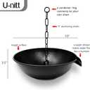 U-nitt 10" Spill Bowl Downspout Catch Basin for Rain Chain Anchoring & Stake | Rainwater Collection for Roof | Gutter Catch Basin | Good for Water Fountain & Birdbath | Black | Handles Heavy Rain