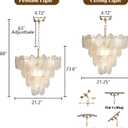 9-Light Modern Gold Chandelier, D21 Cloud Glass Pendant Light Fixture, 4 Tier Round Crystal Glass Chandelier Lighting for Living Room Bedroom Dining Room Kitchen Entryway
