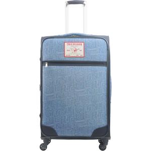 True Religion 31" Rolling Luggage, Softshell Suitcase with Spinner Wheels, Denim