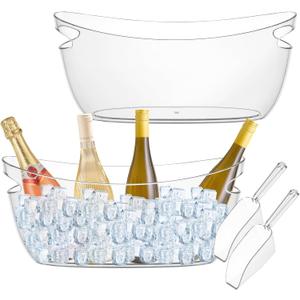 2 PCS Clear Ice Bucket Set - 5L Ice Buckets for Parties with Ice Bucket Scoop, Champagne Beer Tub Beverage Bucket for Cocktail Bar, Parties, and Events