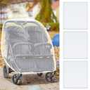 Tranqun 3 Pcs Double Stroller Mosquito Net Breathable Mesh Baby Stroller Net Stroller Netting Mosquito for Baby Stroller Bug Cover for Double Stroller Tandem Stroller Bassinet Cradle Playard