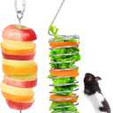 ElevateTech Rat Enrichment Toys Stainless Steel Bird Food Holder Fruit Vegetable Holder Vegetable Skewer Foraging Hanging Feed Tool Slow Feeder Parakeet for Hamster Rodents Bird Parrots 2Pcs