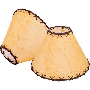 Wellmet Set of 2 Round Parchment Lampshade, 5"x 14"x 9" Replacement Lampshade, No Assembly Required, Classic Modern Lamp Shade for Table Lamp, Bedside Lamp, Floor Lamp, Fabric Lampshade, Spider Fitter