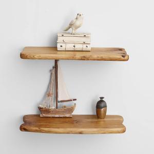 WELLAND 16 Cedar Natural Edge Floating Shelf Set of 2 (16x7.87x0.87inch)
