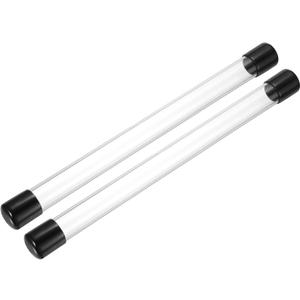 PATIKIL Clear Rigid Tube Round Plastic Tubing with Black Rubber Caps Polycarbonate Water Pipe, 305mm/ 12 Inch Length, 19mmx22mm/0.75"x0.87", 2 Set