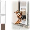 Doggy Door for Sliding Glass Doors, Adjustable Height 75 3/5" to 80", Aluminum Frame Sliding Door Dog Door Insert, Suitable for Medium Dogs Up to 30 lbs(Medium,White)