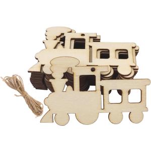 30 Pack 4 Inch Unfinished Wood Train Cutouts Crafts Wooden Train to Paint Train Shape Cutouts Paint Wooden Cars Hanging Ornaments DIY Gift Tags for Home Party Decoration Craft Project