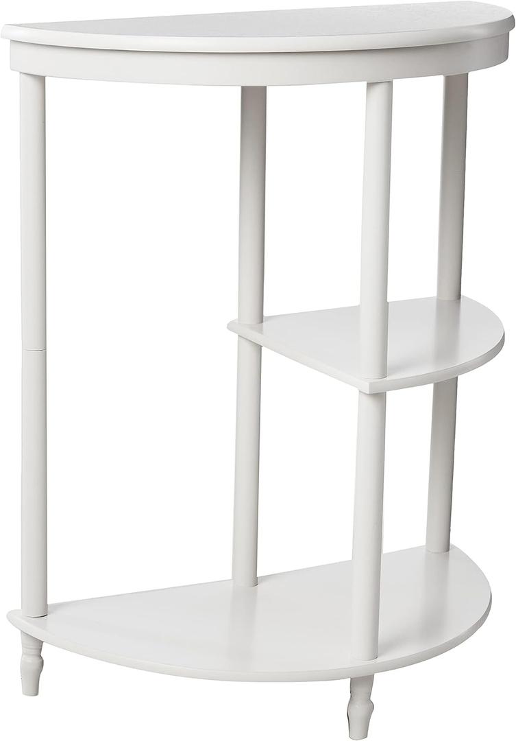 Frenchi Home Furnishing Half Moon Console Table, White, 14.38 in x 26.6 in x 6.5 in