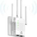 1200Mbps Dual - Band WiFi Extender Signal Booster, WiFi Extender with 4 Antennas, WiFi Booster Covers Up to 12880 Sq.ft & 105 Devices, WiFi Repeater with Wall - Plug Signal Booster for Home (white-N1)