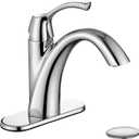 Chrome Bathroom Faucet, Single Handle Bathroom Sink Faucet for 1 Hole with 3 Holes Deck Plate, Lavatory Vanity Faucets, Pop Up Drain and Water Supply Lines Included, TAF206-CP