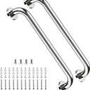 2 Pack 16 Inch Shower Grab Bar, ZUEXT Chrome Stainless Steel Bathroom Grab Bar, Shower Handle, Bathroom Balance Bar, Safety Hand Rail Support - Handicap, Elderly, Injury, Senior Assist Bath Handle