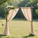 MLMW Chiffon Fabric Sheer Fabric by The Yard 10 Yards 60" Wide Champagne Wedding Arch Draping Fabric Sheer Material for Party Backdrop Arch Ceiling Decor
