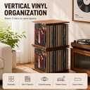 Wooden Acrylic Record Storage, Modern Minimalist Record Box, 80-Record Album Storage Box, Perfect Record Organizer for Home Decor and Collection Display (Brown)