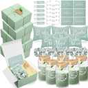 54 Pcs Bridesmaid Proposal Gifts Maid of Honor Gift, Bridesmaid Box Set Include Gift Box Makeup Bag Invited Card Glass Cup Lip Balm Scrunchie Hair Knotted Bracelet for Wedding (Green)