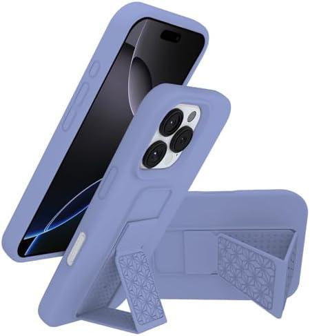 LAUDTEC Silicone Kickstand Case Compatible with iPhone 16 Pro Max, Flexible Soft Liquid Silicone Stand Case for iPhone 16 Pro Max (Purple)