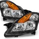 WEELMOTO Headlights for 2007 2008 2009 Nissan Altima 4Dr Sedan Halogen
Clear Lens Black Housing Amber Reflector, Left+Right Side, Plug-and-Play,OEM:26010JA00A/26010JA00B