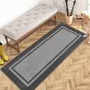 PURRUGS Dirt Trapping Door Mat 24" x 60", Non-Slip/Skid Machine Washable Entryway Rug, Shoes Scraper, Area Rug, Super Absorbent Welcome Mat for Muddy Wet Shoes and Paws, Light Grey & Dark Grey