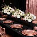 Party Table Centerpieces - Set of 6 Pre-Made Daisy Floral Arrangements with Black Metal Vase for Birthday, Baby Shower, Events Celebration Decorations - Ivory White & Rose Gold
