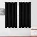 LEMOMO Black Blackout Curtains 52 x 63 Inch Length/Set of 2 Curtain Panels/Thermal Insulated Room Darkening Curtains for Bedroom and Living Room