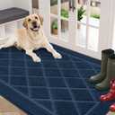 BEQHAUSE Dirt Trapper Door Mat 36" x 60", Doormat Non-Slip Entryway Rugs Washable, Dog Door Mat Stain Resistant and Absorbent Welcome Floor Mat for Front Back Door, Mud Wet Shoes & Paws, Navy Blue